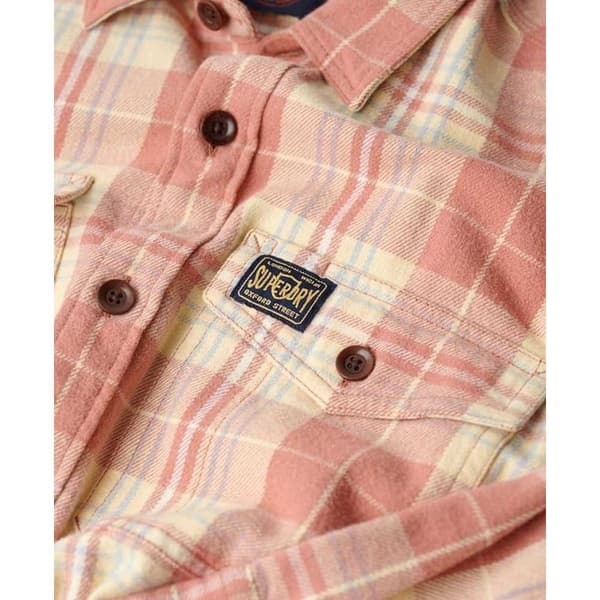 Superdry Lang ærmet Skjorte Cotton Worker Check Orange M Mand