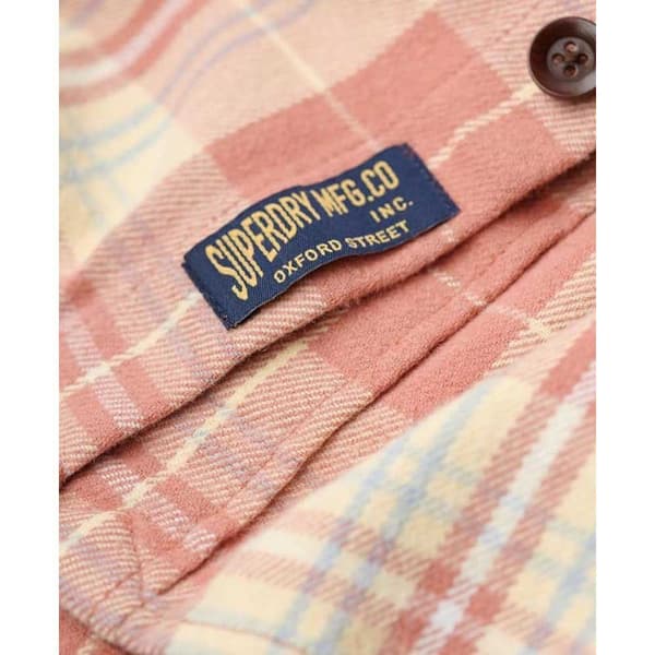 Superdry Lang ærmet Skjorte Cotton Worker Check Orange M Mand