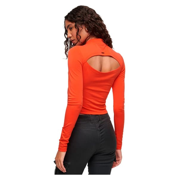 Superdry Langærmet T-shirt Open Back Orange S Kvinde