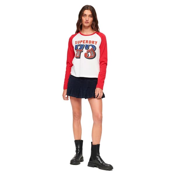 Superdry Pitkähihainen Pyöreä Kaula-aukkoinen T-paita Vintage Americana Punainen XS Nainen