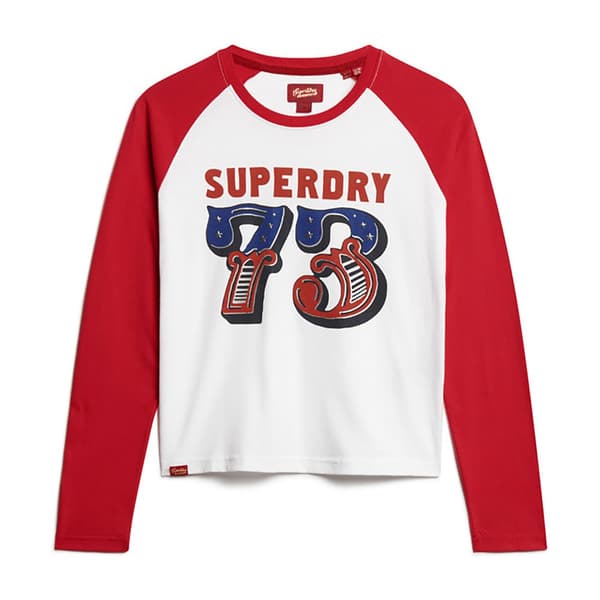 Superdry Pitkähihainen Pyöreä Kaula-aukkoinen T-paita Vintage Americana Punainen XS Nainen