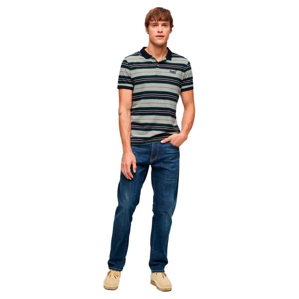 Superdry Kortärmad Piké Jersey Stripe Grå M Man