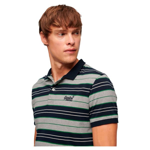 Superdry Kortärmad Piké Jersey Stripe Grå M Man