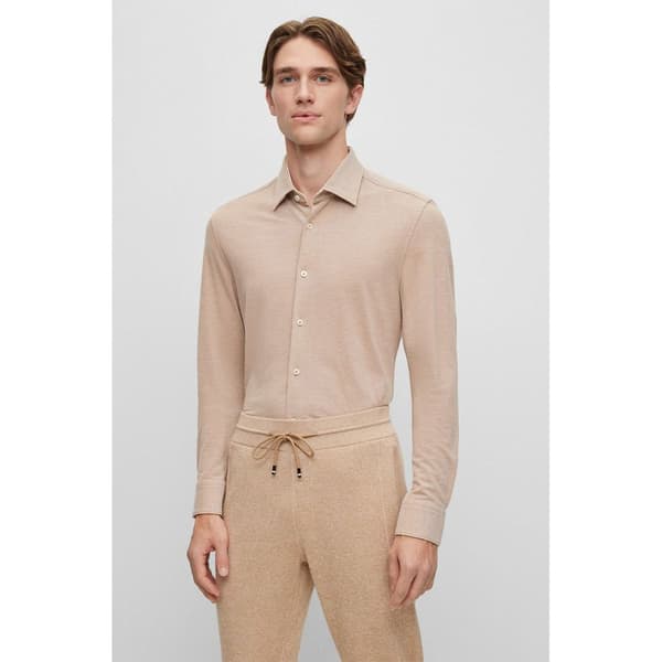 Boss Lang ærmet Skjorte Hal Kent C3 223 10230023 Beige 44 Mand