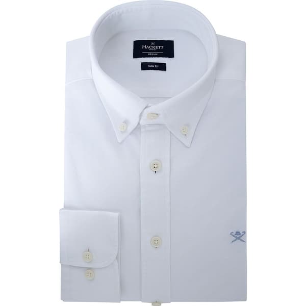 Hackett Lang ærmet Skjorte Washed Oxford Hvid M Mand