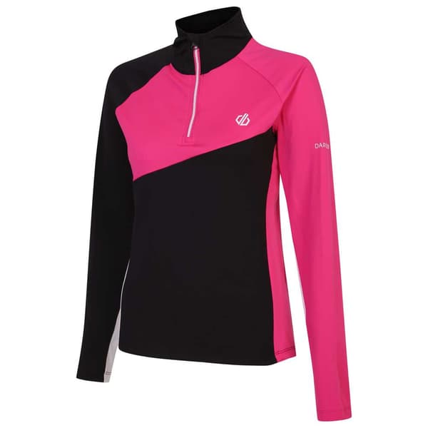 Dare2b Långärmad T-shirt Med Halv Dragkedja Ice Core Svart,Rosa 8 Kvinna