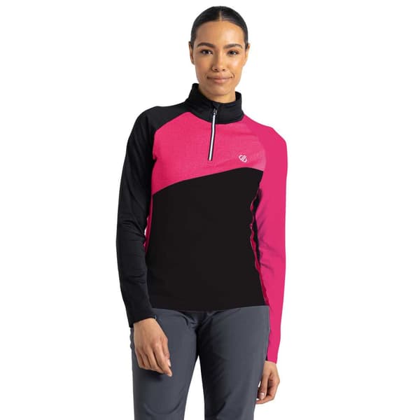 Dare2b Långärmad T-shirt Med Halv Dragkedja Ice Core Svart,Rosa 8 Kvinna