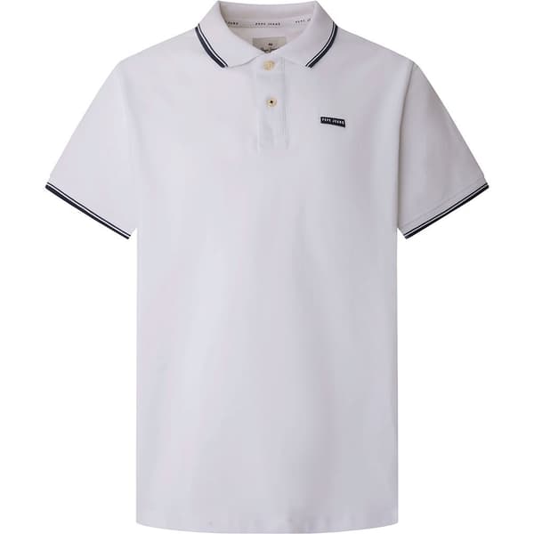Pepe Jeans Lyhythihainen Poolo Pepe Piping Valkoinen S Mies