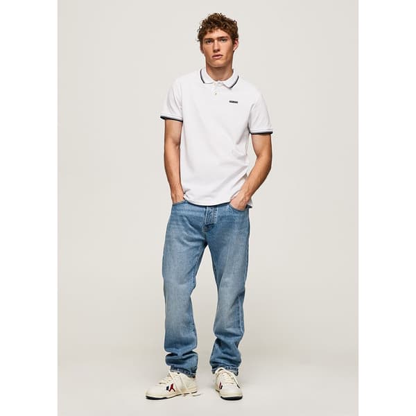 Pepe Jeans Lyhythihainen Poolo Pepe Piping Valkoinen S Mies