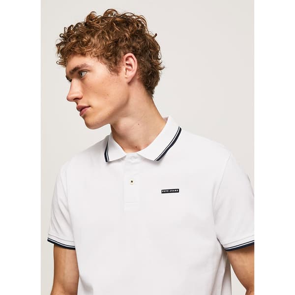 Pepe Jeans Lyhythihainen Poolo Pepe Piping Valkoinen S Mies