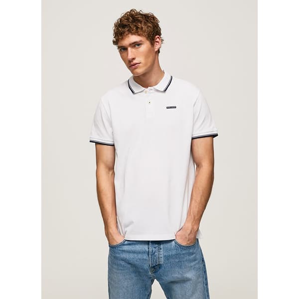 Pepe Jeans Lyhythihainen Poolo Pepe Piping Valkoinen S Mies