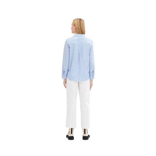 Tom Tailor Blus With Slub Structure 1035247 Blå 42 Kvinna