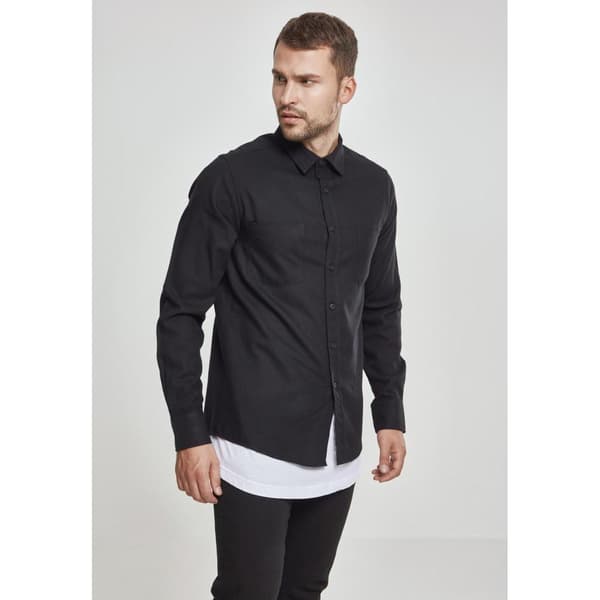 Urban Classics Basic Skjorte Flanell Sort XL Mand