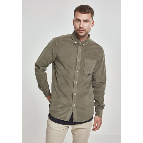 Urban Classics Skjorte Corduroy Grøn M Mand