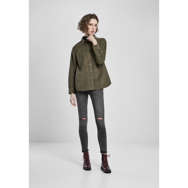 Urban Classics Skjorte Corduroy Oversized Grøn S Kvinde