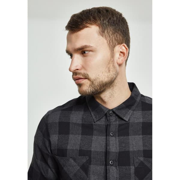 Urban Classics Basic Flannelskjorte Sort S Mand