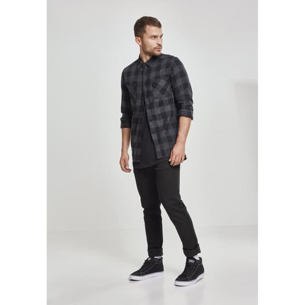 Urban Classics Basic Flannelskjorte Sort S Mand