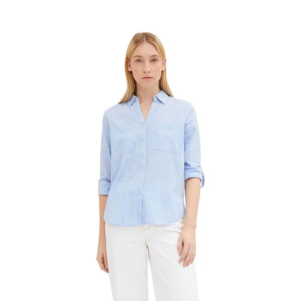 Tom Tailor Blus With Slub Structure 1035247 Blå 34 Kvinna