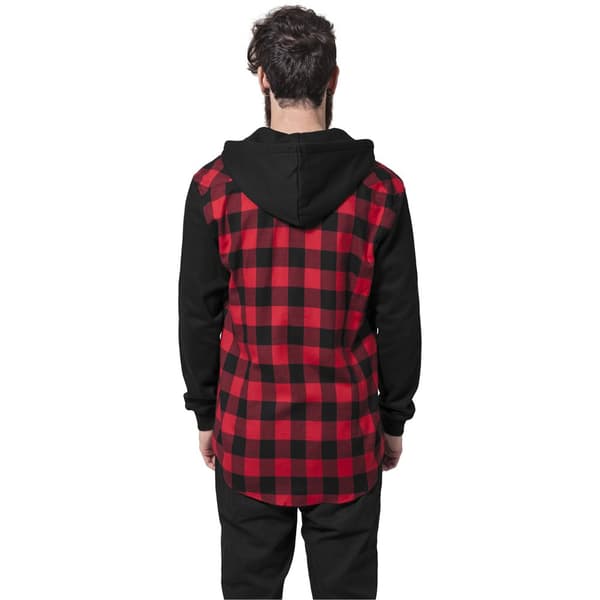 Urban Classics Skjorte Hætte Ed Ærme Flanell Sweat Sort L Mand