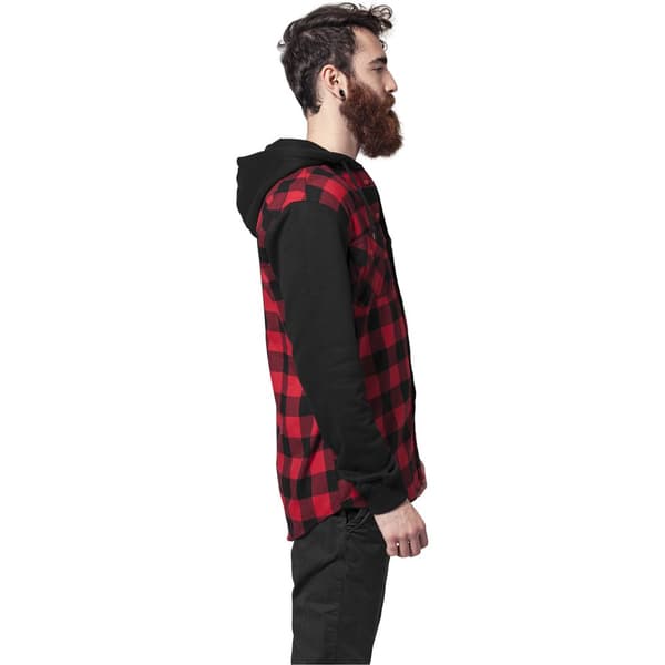 Urban Classics Skjorte Hætte Ed Ærme Flanell Sweat Sort L Mand