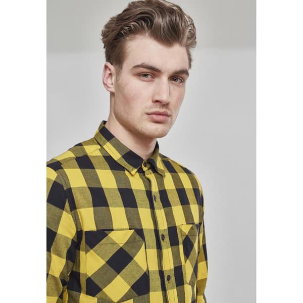 Urban Classics Basic Flannelskjorte Gul M Mand