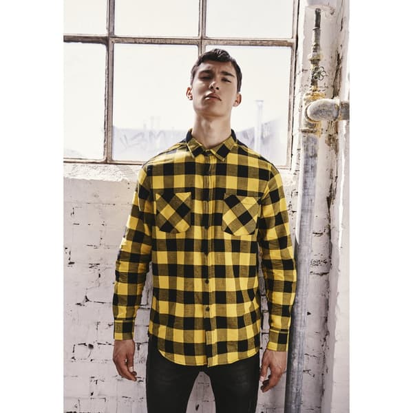 Urban Classics Basic Flannelskjorte Gul M Mand