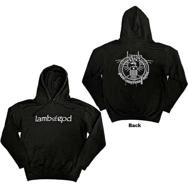 Lamb Of God Unisex Pullover Hoodie: Skeleton Eagle (Back Print) (Medium)