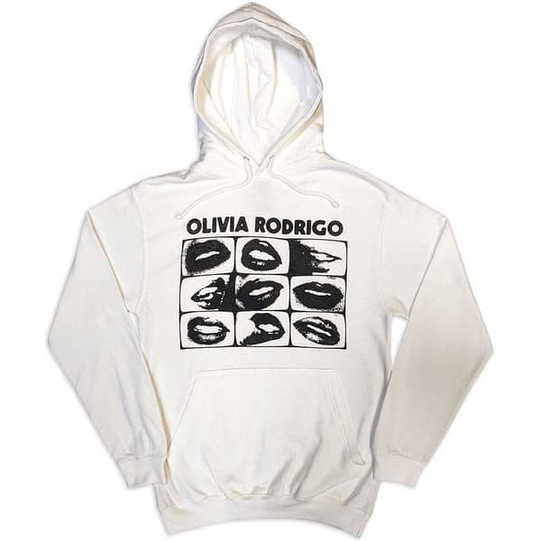 Olivia Rodrigo Unisex Pullover Hoodie: Threshold Lips Grid (X-Large)