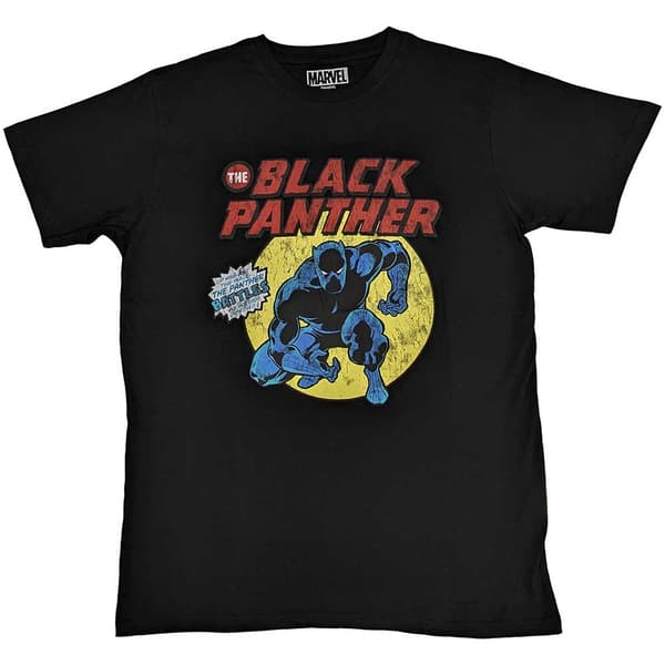 Black Panther T Shirt Retro Comic Official Marvel Mens Black