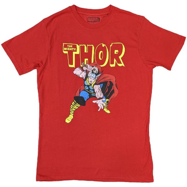 Thor T Shirt Hammer Official Marvel Mens Red Red M