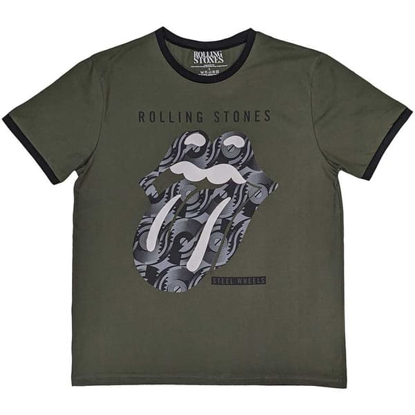 The Rolling Stones Unisex Ringer T-Shirt: Black & White Tongue (Medium)