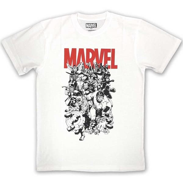 Marvel Comics Unisex T-Shirt: Black & White Characters (Large)
