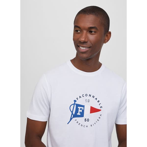 FaÇonnable Kortärmad T-shirt Flag Print Vit XL Man