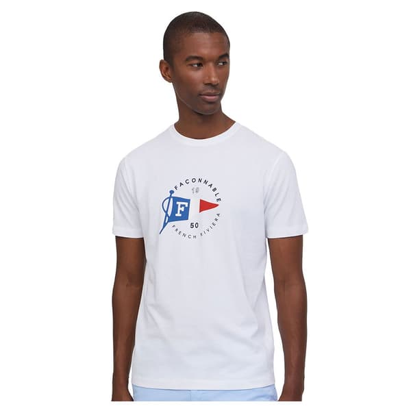 FaÇonnable Kortärmad T-shirt Flag Print Vit XL Man