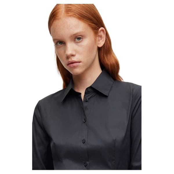 Hugo Lang ærmet Skjorte The Fitted 10211515 Sort 38 Kvinde