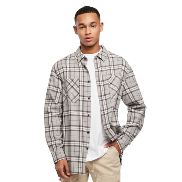 Urban Classics Lang ærmet Skjorte Oversized Check Grå L Mand