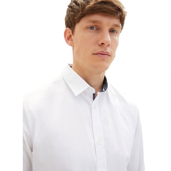 Tom Tailor Skjorta 1037435 Stretch Poplin Vit S Man
