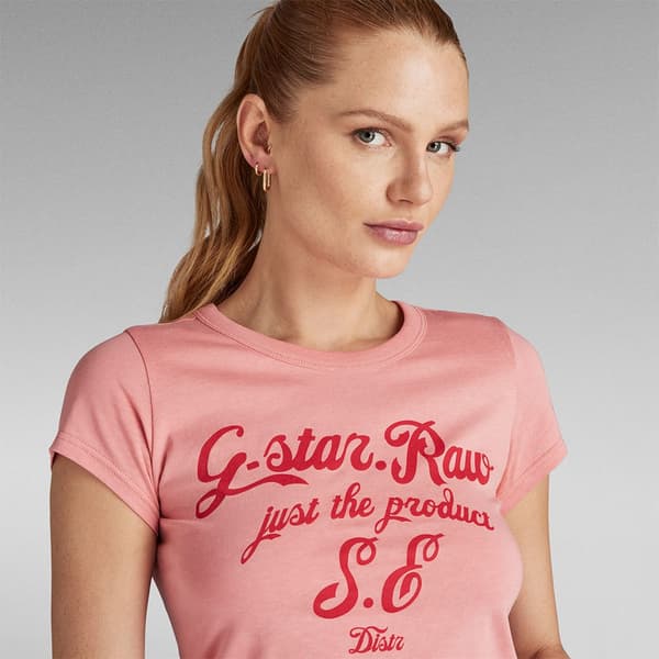 G-star Kortärmad T-shirt Graphic Stm 3 Slim Fit Rosa S Kvinna