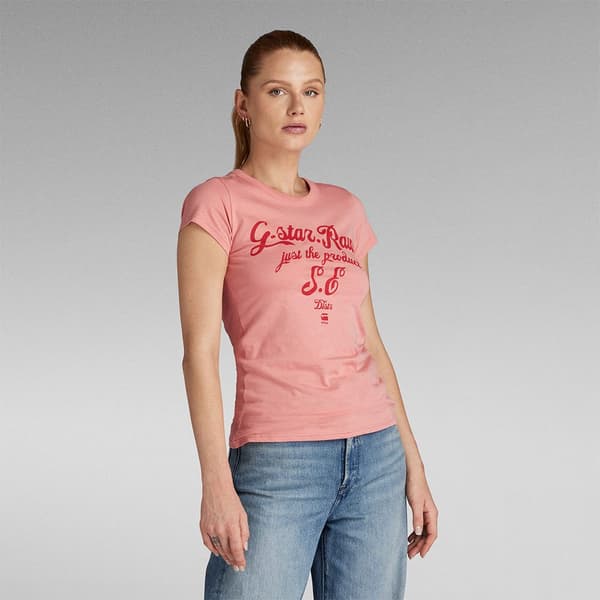 G-star Kortärmad T-shirt Graphic Stm 3 Slim Fit Rosa S Kvinna