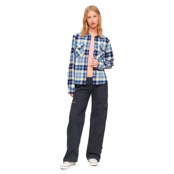 Superdry Långärmad Tröja Lumberjack Check Flannel Blå S Kvinna