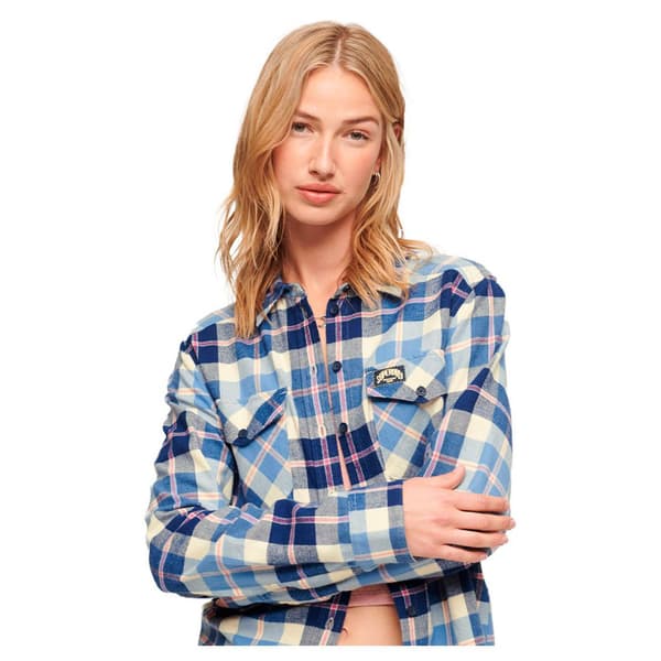 Superdry Långärmad Tröja Lumberjack Check Flannel Blå S Kvinna