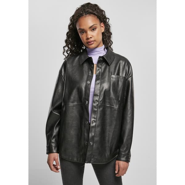 Urban Classics S Skjorte Faux Leather Over Sort M Kvinde