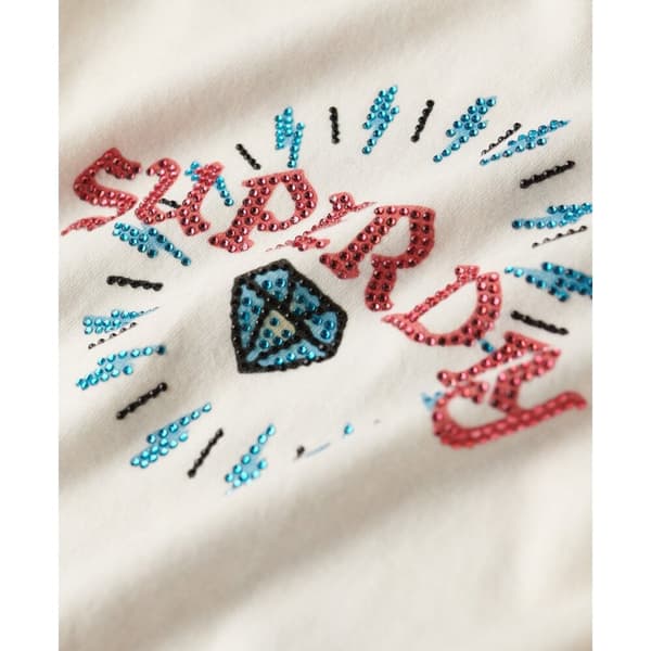 Superdry Kortärmad T-shirt Tattoo Rhinestone Fitted Beige S Kvinna