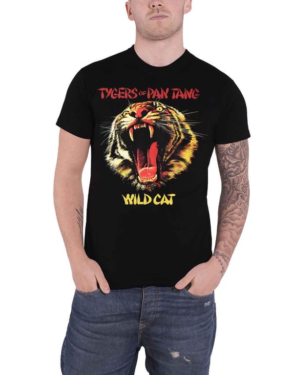 Tygers Of Pan Tang T Shirt Wild Cat Album Band Logo Official Mens Black Black S