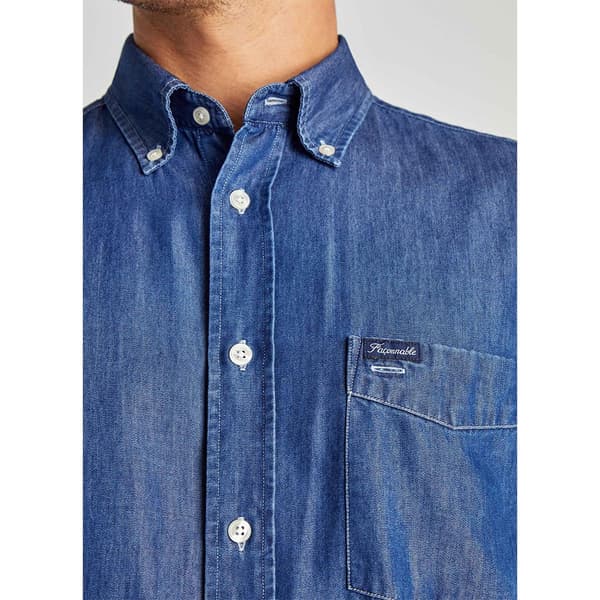 FaÇonnable Lang ærmet Skjorte Clb Bd Spw Chbry Blå 2XL Mand