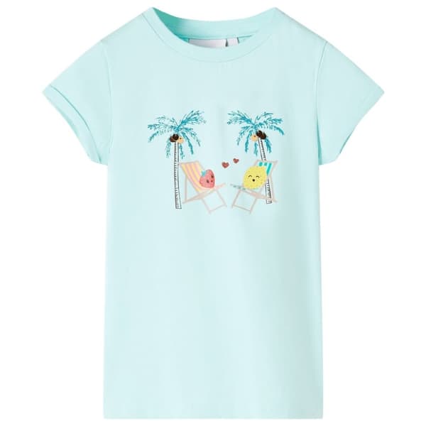 vidaXL T-shirt til børn str. 116 akvamarinblå