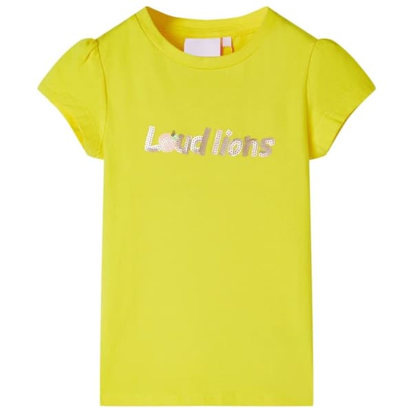 vidaXL T-shirt til børn str. 92 med flæser lysegul