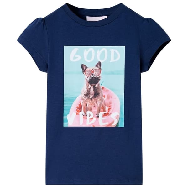 vidaXL T-shirt til børn str. 128 marineblå