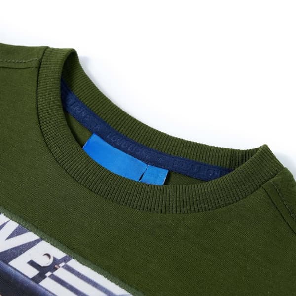 vidaXL Langærmet T-shirt til børn str. 92 mørk kakifarvet
