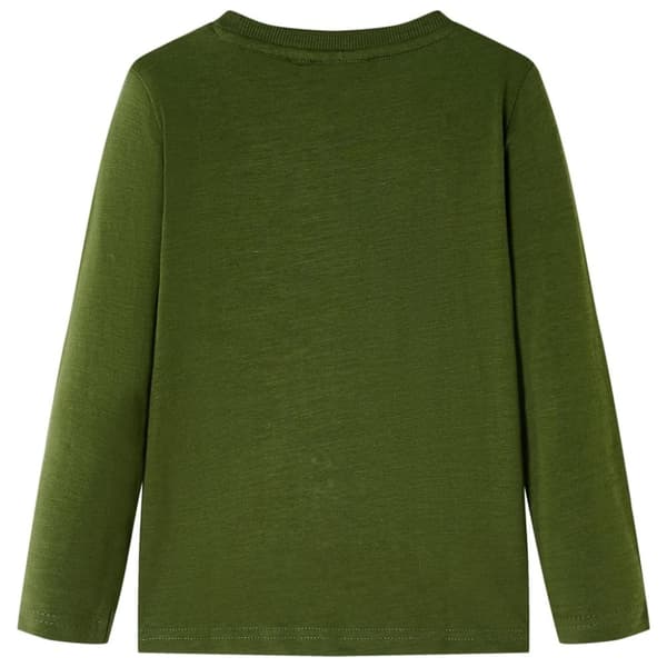 vidaXL Langærmet T-shirt til børn str. 92 mørk kakifarvet